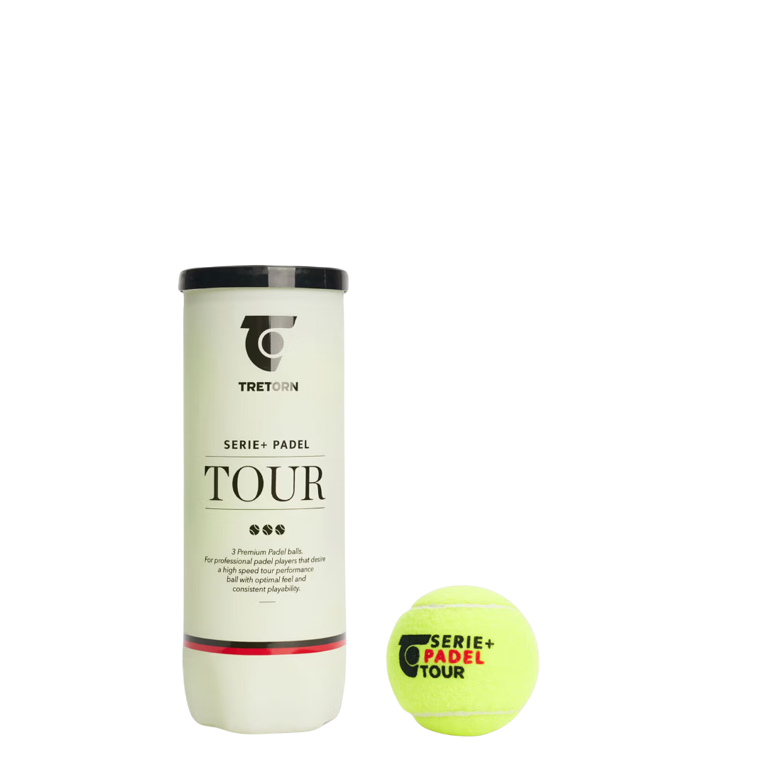 Tretorn Serie Padel Tour tennis ball canister with a single ball on a white background